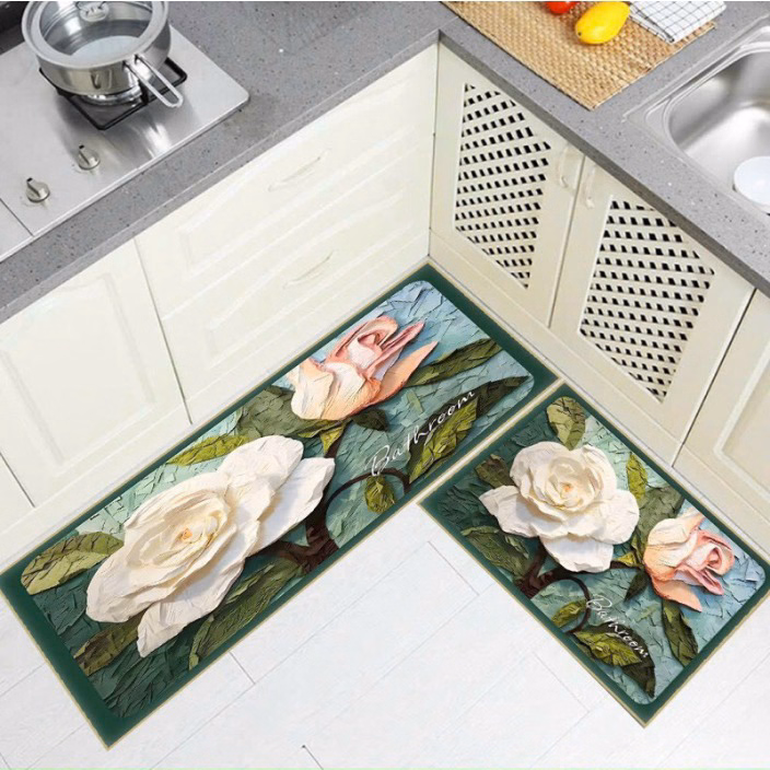 Set 2 Thảm Bếp ( 1 Dài, 1 Ngắn) , Thảm Lau Chân, Trải Sàn 3D Siêu Thấm Hút Nước Ctb355 - Bechip - Ảnh 5