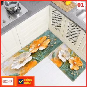 Set 2 Thảm Bếp, Thảm Lau Chân 5D Bali Thấm Hút Nước ( 1 Dài, 1 Ngắn) Ctb363 - Bechip