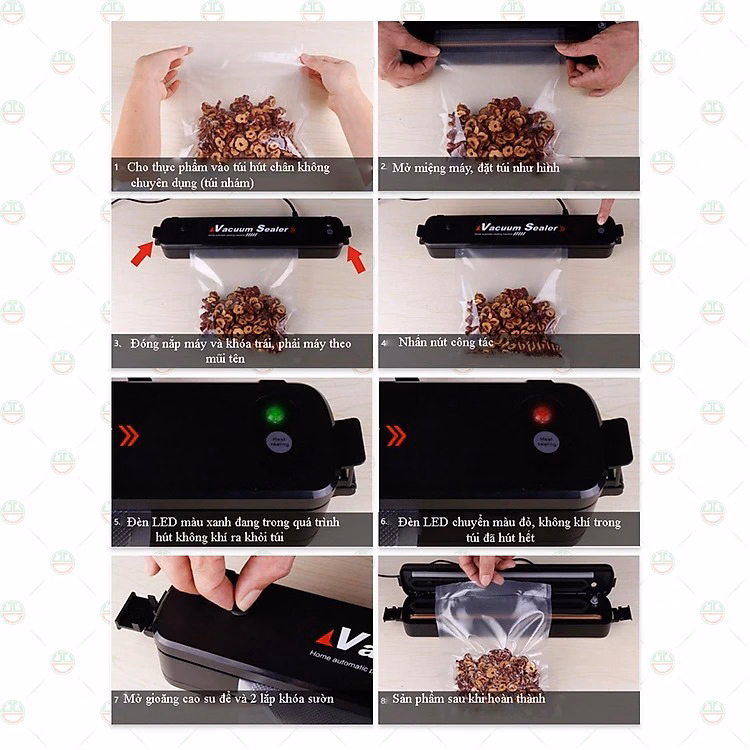 Máy Hút Chân Không Thực Phẩm Cao Cấp Vacuum Sealer -Tặng 10 Túi Ctb364 - Bechip - Ảnh 11