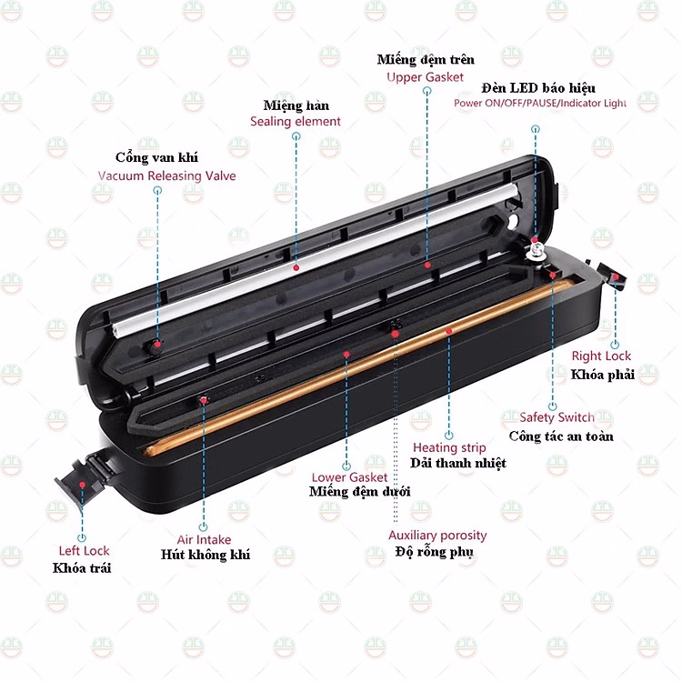 Máy Hút Chân Không Thực Phẩm Cao Cấp Vacuum Sealer -Tặng 10 Túi Ctb364 - Bechip - Ảnh 13