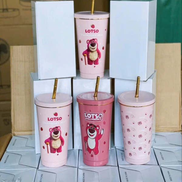 Ly Giữ Nhiệt Gấu Dâu Losto 750Ml - Silver