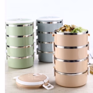 Hộp Cơm Lúa Mạch 4 Tầng Ngẫu Nhiên - Silver