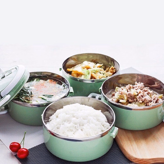 Hộp Cơm Lúa Mạch 4 Tầng Ngẫu Nhiên - Silver - Ảnh 3