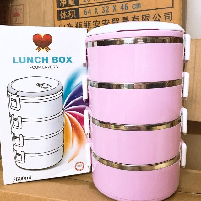 Hộp Cơm Lúa Mạch 4 Tầng Ngẫu Nhiên - Silver - Ảnh 4
