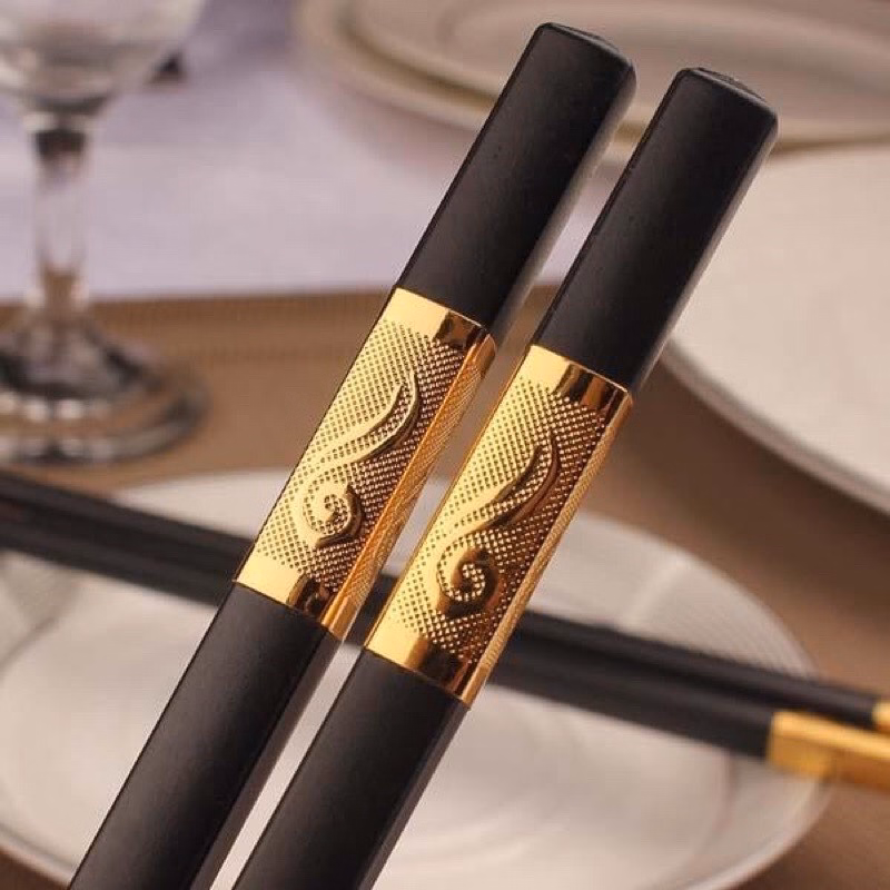 Hộp 10 Đôi Đũa Mạ Vàng - Silver - Ảnh 2