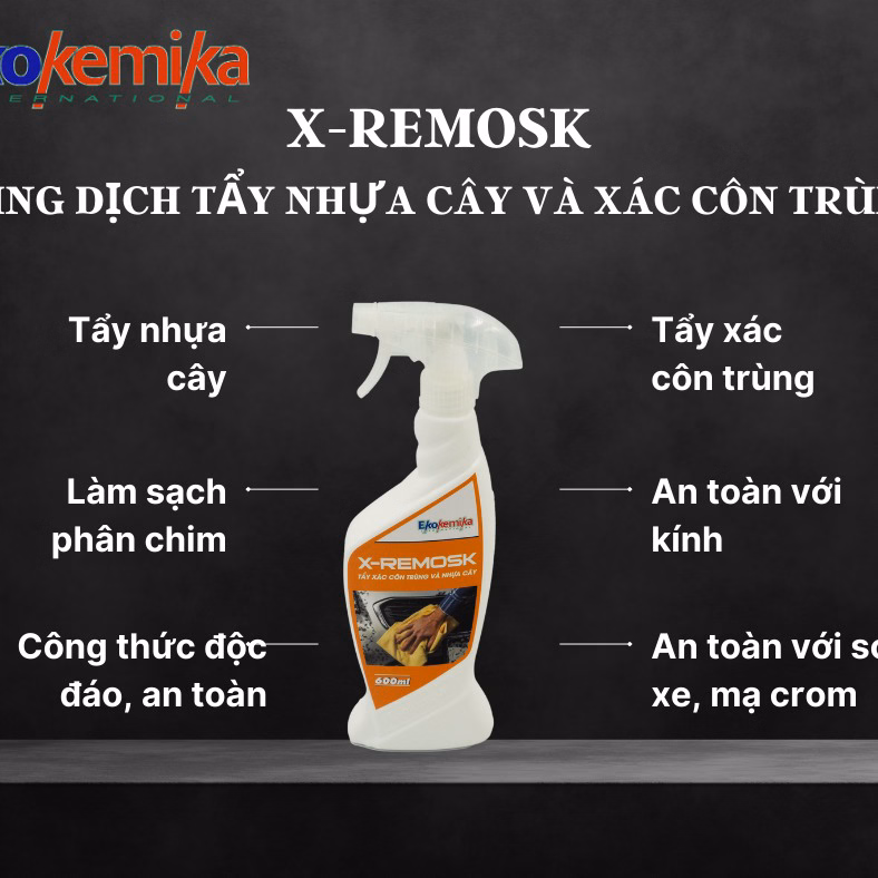 Dung Dịch Tẩy Nhựa Cây & Xác Côn Trùng X-Remosk 600Ml Thương Hiệu Ekokemika - Ảnh 2