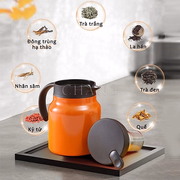 Ấm Pha Trà Giữ Nhiệt Có Lõi Lọc Trà Cao Cấp 1000Ml Ctb386 - Bechip - Ảnh 5