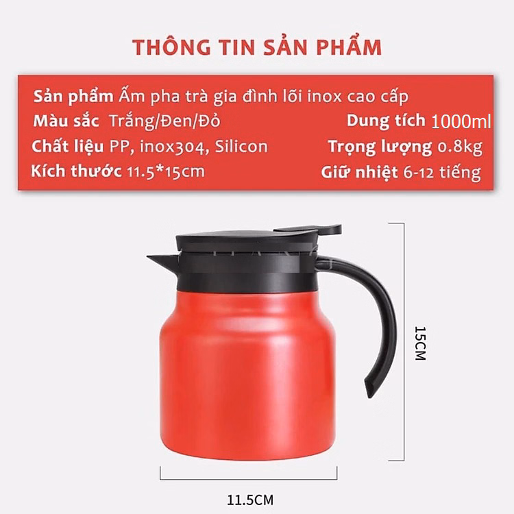 Ấm Pha Trà Giữ Nhiệt Có Lõi Lọc Trà Cao Cấp 1000Ml Ctb386 - Bechip - Ảnh 14