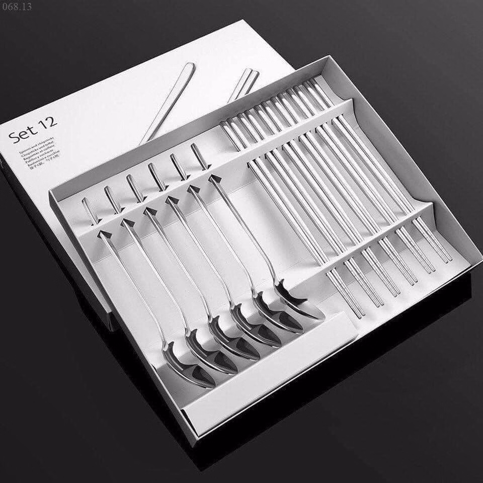 Bộ 12 Muỗng, Đũa Inox Cao Cấp - Su - Ảnh 4