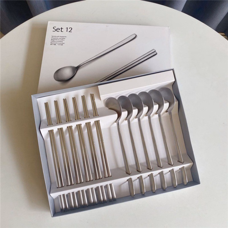 Bộ 12 Muỗng, Đũa Inox Cao Cấp - Su - Ảnh 3