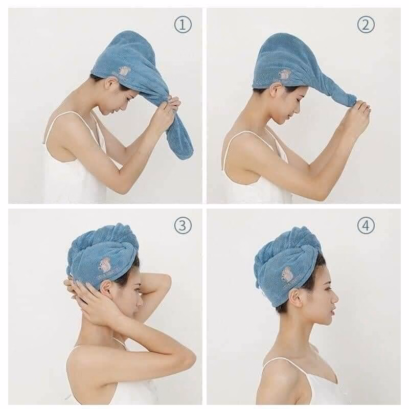 Khăn Quấn Tóc, Khăn Lau Khô Tóc, Khăn Ủ Tóc Siêu Thấm Mềm Mịn Ctb394 - Bechip - Ảnh 13