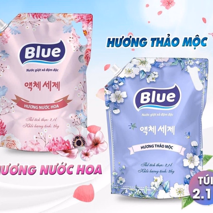 Combo 2 Túi Nước Giặt Blue Hàn Quốc Hương Thảo Mộc, Hương Nước Hoa Chính Hãng 4000Ml/2 Túi - Blue - Ảnh 5