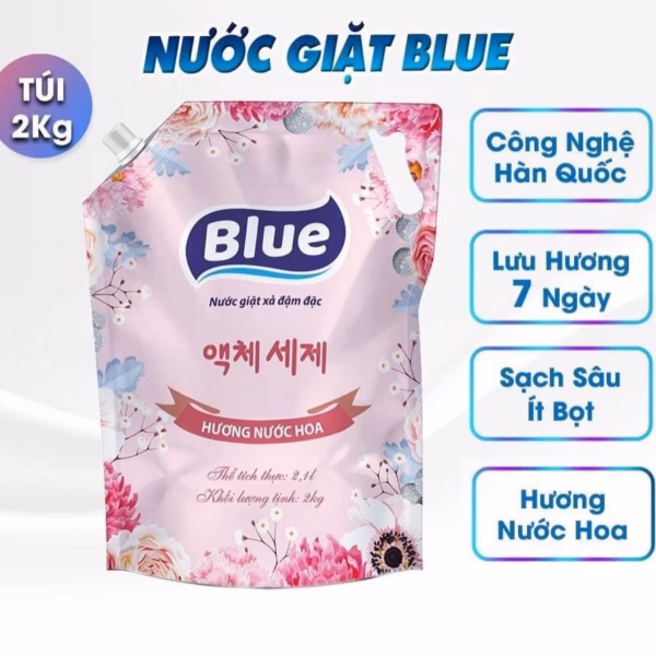 Combo 2 Túi Nước Giặt Blue Hàn Quốc Hương Thảo Mộc, Hương Nước Hoa Chính Hãng 4000Ml/2 Túi - Blue - Ảnh 2