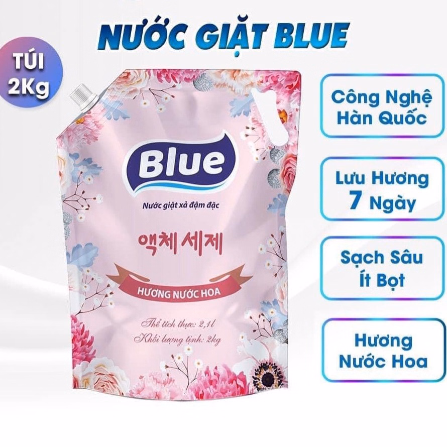 Combo 2 Túi Nước Giặt Blue Hàn Quốc Hương Thảo Mộc, Hương Nước Hoa Chính Hãng 4000Ml/2 Túi - Blue - Ảnh 2