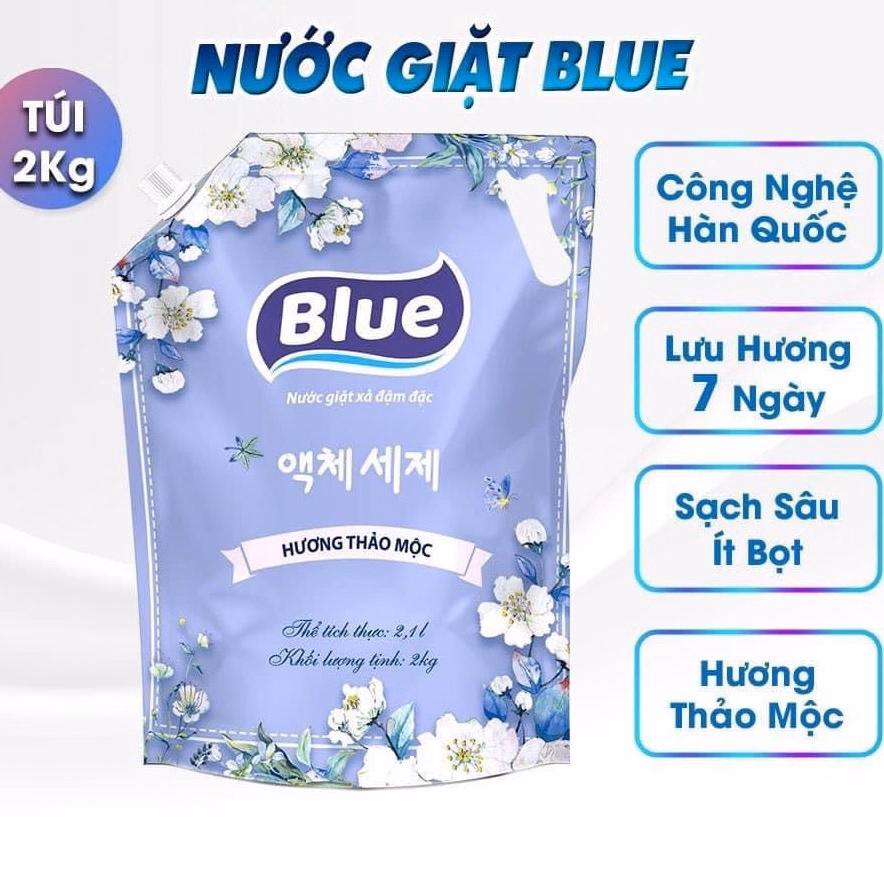 Combo 2 Túi Nước Giặt Blue Hàn Quốc Hương Thảo Mộc, Hương Nước Hoa Chính Hãng 4000Ml/2 Túi - Blue - Ảnh 3