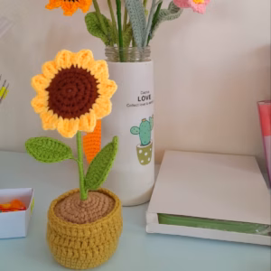 Chậu Hoa Len Hướng Dương Handmade Yk08-Yukishop