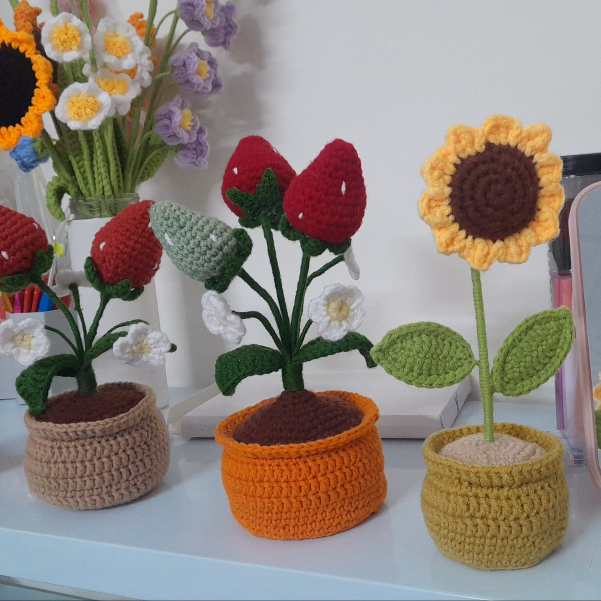 Chậu Hoa Len Hướng Dương Handmade Yk08-Yukishop - Ảnh 4