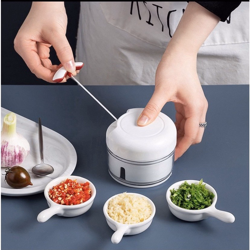 Dụng Cụ Xay Tỏi Ớt Kéo Tay Mẫu Trắng - Gdn - Ảnh 6
