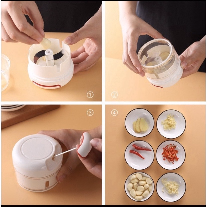 Dụng Cụ Xay Tỏi Ớt Kéo Tay Mẫu Trắng - Gdn - Ảnh 4