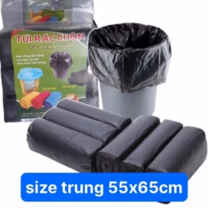 Túi Đựng Rác Màu Đen Size Trung 55X65Cm (Bọc 3 Cuộn) - Su