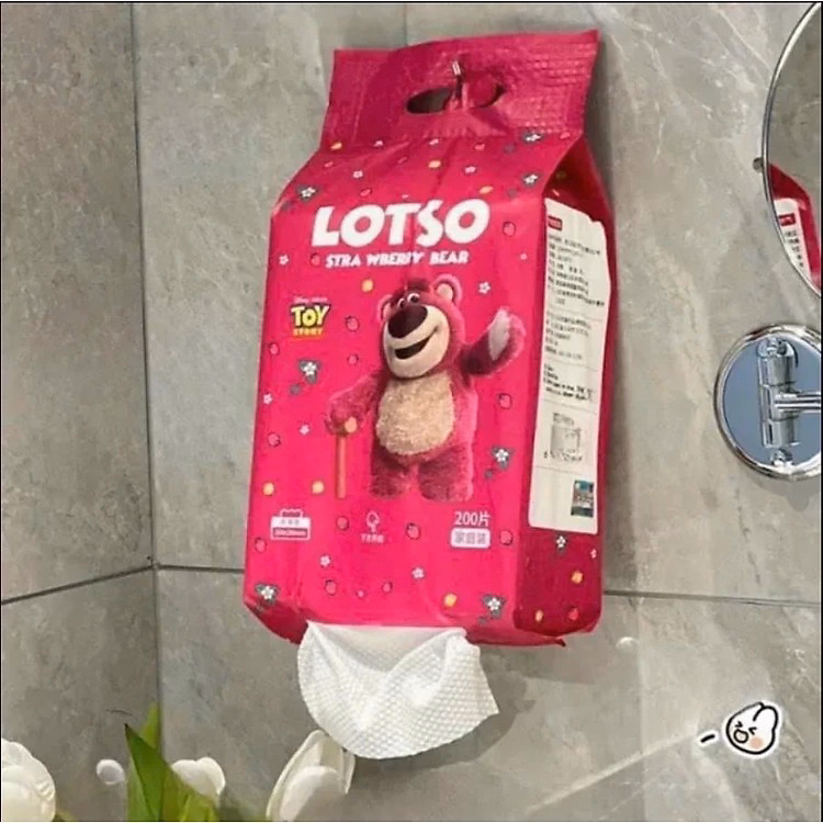 Khăn Lau Đa Năng Gấu Dâu Lotso Bịch 200 Tờ Mềm Mại Êm Ái Ctb414 - Bechip - Ảnh 10