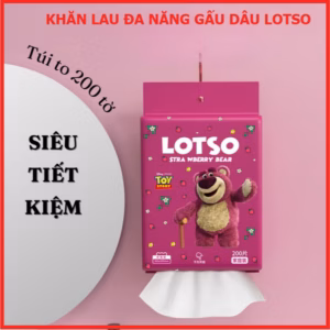 Khăn Lau Đa Năng Gấu Dâu Lotso Bịch 200 Tờ Mềm Mại Êm Ái Ctb414 - Bechip
