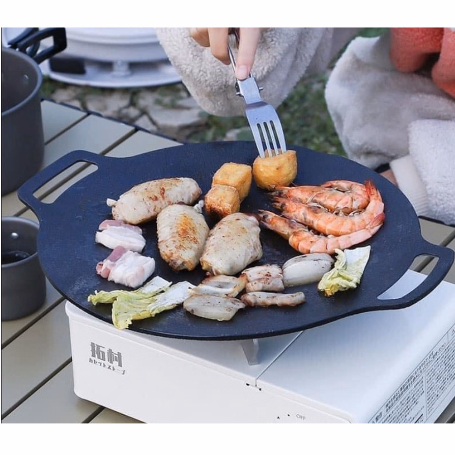 Chảo Gang Cạn Nướng Trực Tiếp Đáy Cạn Không Cần Dầu 34Cm Dùng Được Bếp Từ Ctb420 - Bechip - Ảnh 4