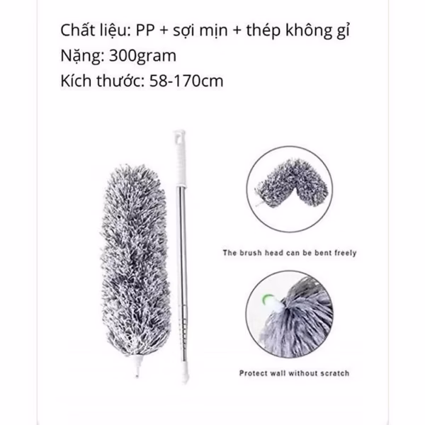 Cây Lau Bụi Quét Trần Nhà Cán Dài Tới 2.8M, Đầu Uốn Cong Ctb422 - Bechip - Ảnh 12