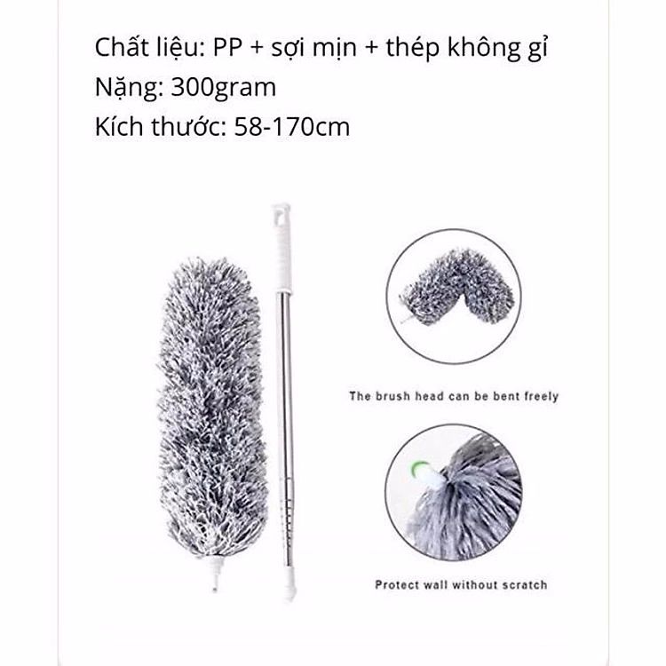 Cây Lau Bụi Quét Trần Nhà Cán Dài Tới 2.8M, Đầu Uốn Cong Ctb422 - Bechip - Ảnh 12