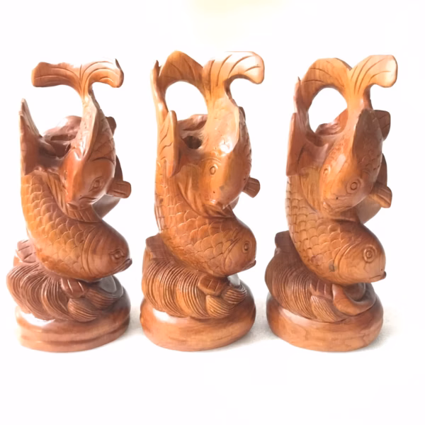 [Tượng] Cá Chép Đôi Gỗ Hương Tttcd042 - Tường Thuận - Ảnh 4