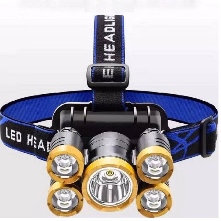 Đèn Pin Đội Đầu Mini 5 Bóng Siêu Sáng, Kèm 2 Pin, Kèm Sạc Ctb429 - Bechip - Ảnh 5