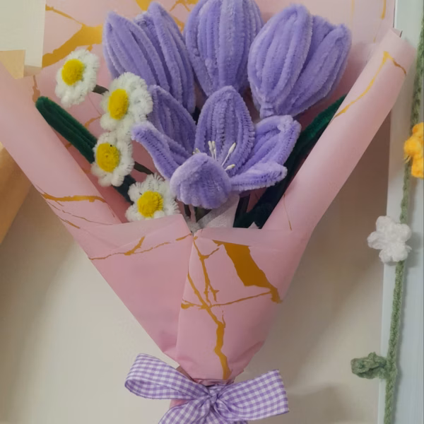 Bó Hoa Kẽm Nhung Handmade Yukishop Yk15 - Ảnh 4