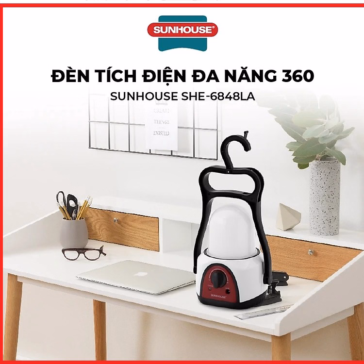 Đèn Tích Điện Đa Năng Sunhouse She-6848La, Có Móc Treo, Chiếu Sáng Lên Đến 60H Ctb439 - Bechip - Ảnh 2