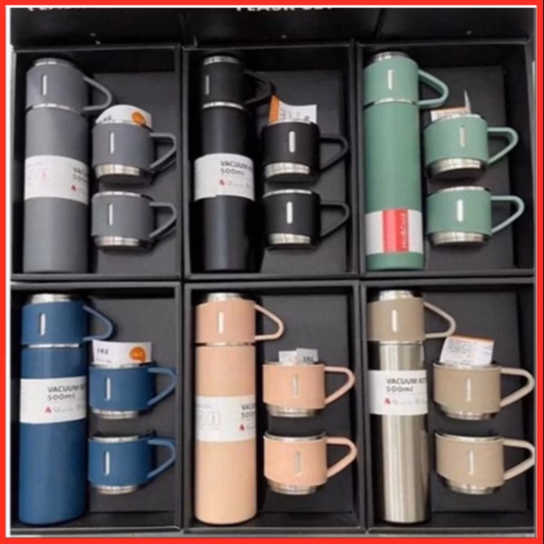 Bộ Bình Giữ Nhiệt Inox Kèm 2 Cốc Sang Trọng 500Ml Vacuum Flask Ctb68 - Bechip - Ảnh 2