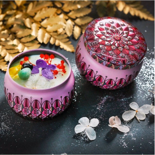 Nến Thơm Hoa Khô Thiên Nhiên Hộp Thiếc Sang Xịn Ctb450 - Bechip - Ảnh 8