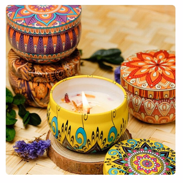 Nến Thơm Hoa Khô Thiên Nhiên Hộp Thiếc Sang Xịn Ctb450 - Bechip - Ảnh 3