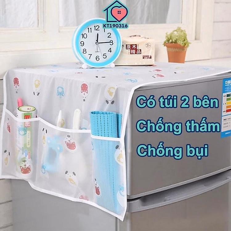 Tấm Phủ Tủ Lạnh Chống Bụi Có Túi Để Đồ 2 Bên Ctb452 - Bechip - Ảnh 8