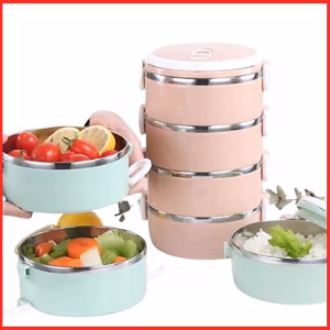 Hộp Cơm Lúa Mạch 4 Tầng Lõi Inox, Hộp Cơm Giữ Nhiệt 4 Tầng Ctb460 - Bechip