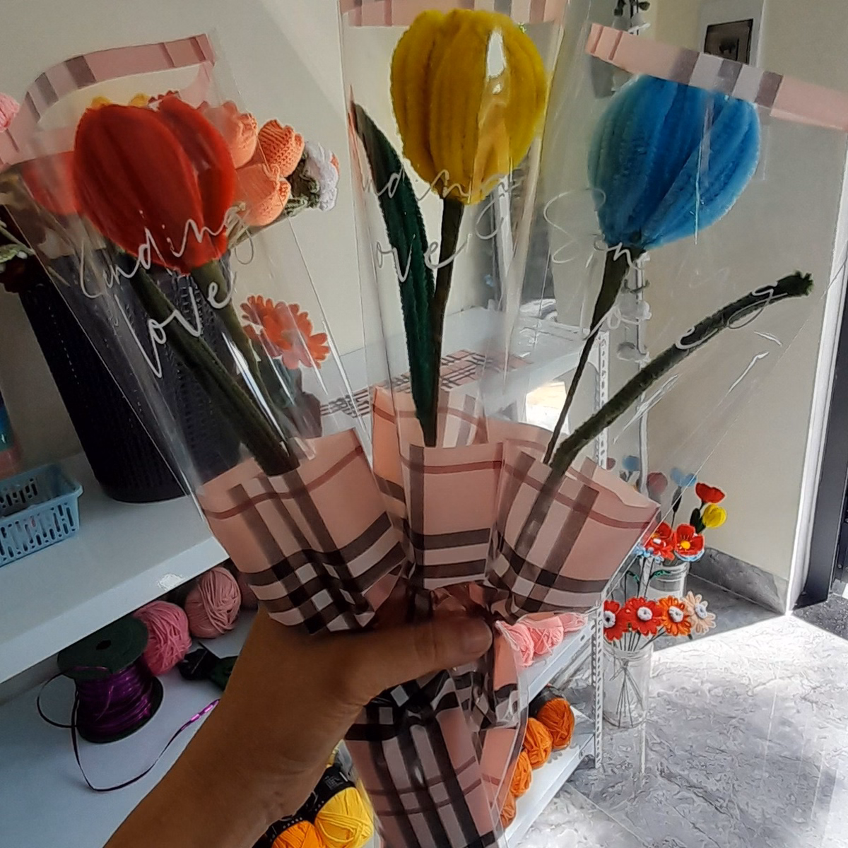 Bông Tuylip Kẽm Nhung Handmade Yukishop Yk20 - Ảnh 3