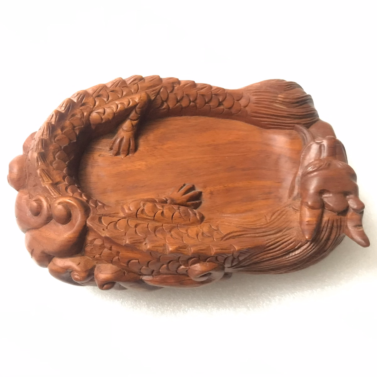 Gạt Tàn Thuốc Chạm Trổ Hoạ Tiết Long-Ngư Bằng Gỗ Hương Ttgtdh048 - Tường Thuận - Ảnh 4