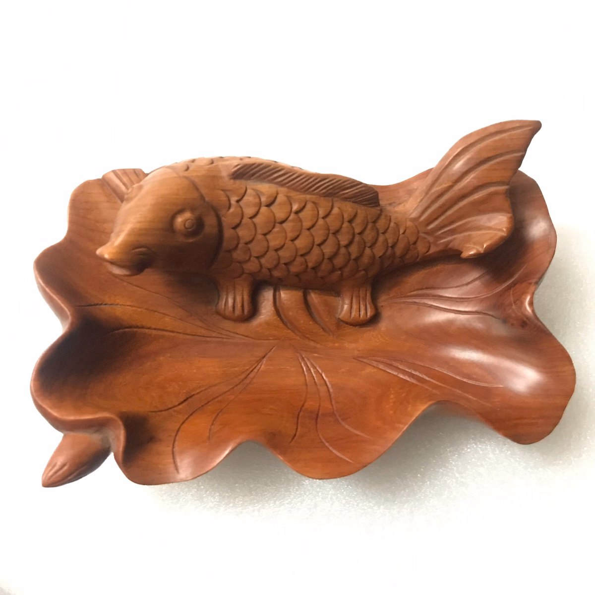 Gạt Tàn Thuốc Chạm Trổ Hoạ Tiết Long-Ngư Bằng Gỗ Hương Ttgtdh048 - Tường Thuận - Ảnh 5