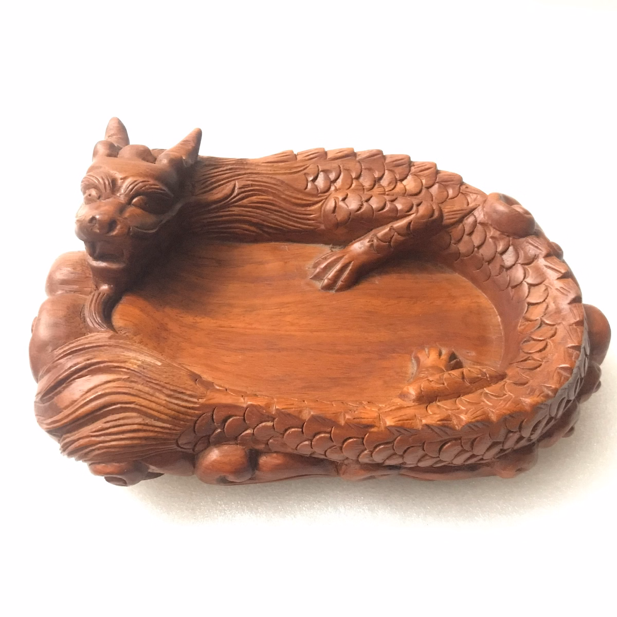 Gạt Tàn Thuốc Chạm Trổ Hoạ Tiết Long-Ngư Bằng Gỗ Hương Ttgtdh048 - Tường Thuận - Ảnh 2