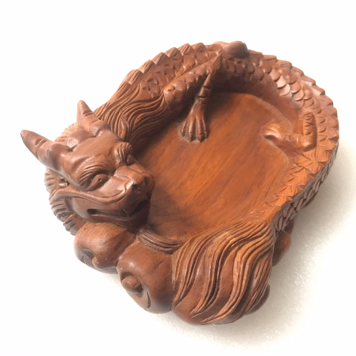 Gạt Tàn Thuốc Chạm Trổ Hoạ Tiết Long-Ngư Bằng Gỗ Hương Ttgtdh048 - Tường Thuận - Ảnh 3