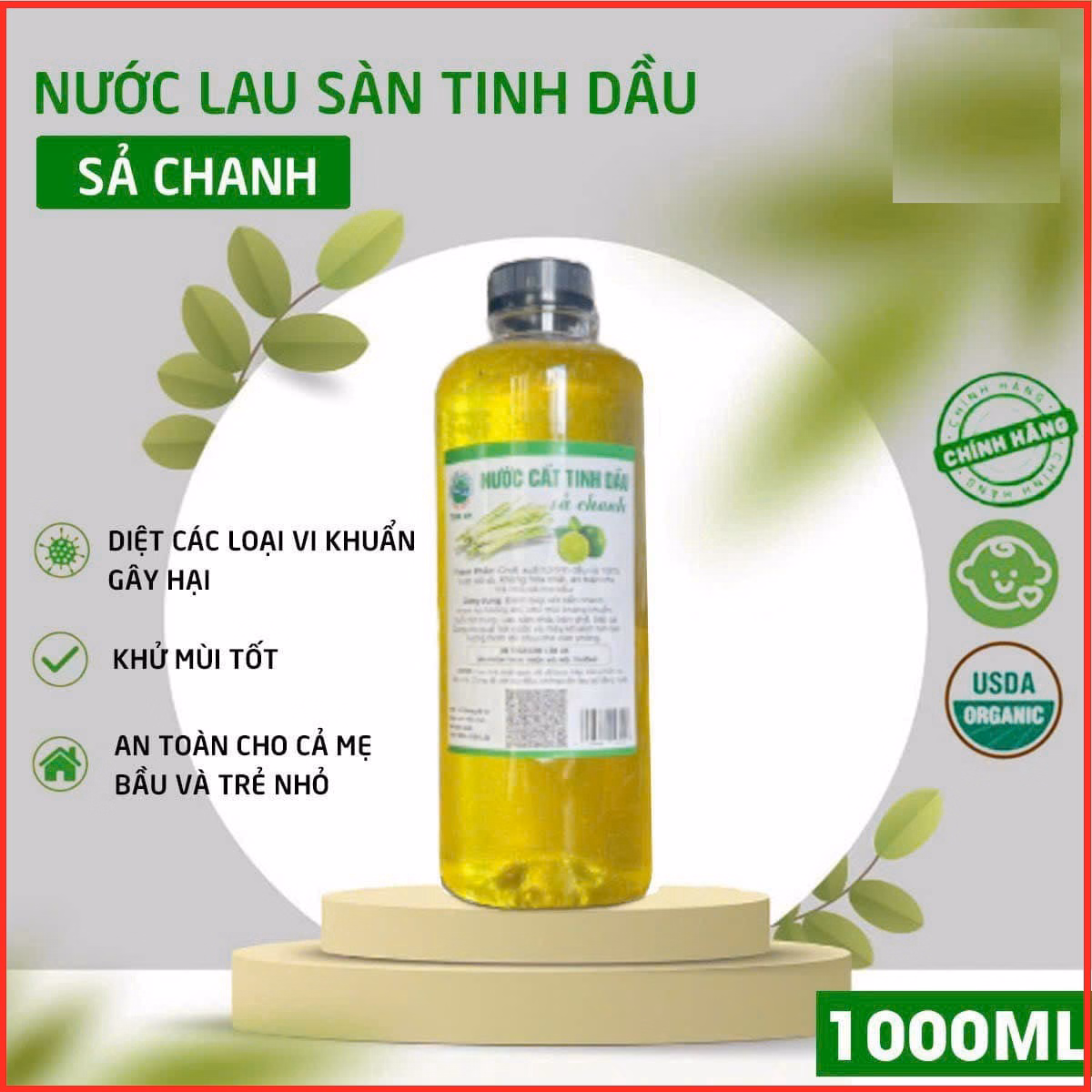 Nước Lau Sàn Tinh Dầu Sả, Nước Cất Tinh Dầu Xả Lau Sàn, Tinh Dầu Sả Nguyên Chất 1 Lít Ctb333 - Bechip