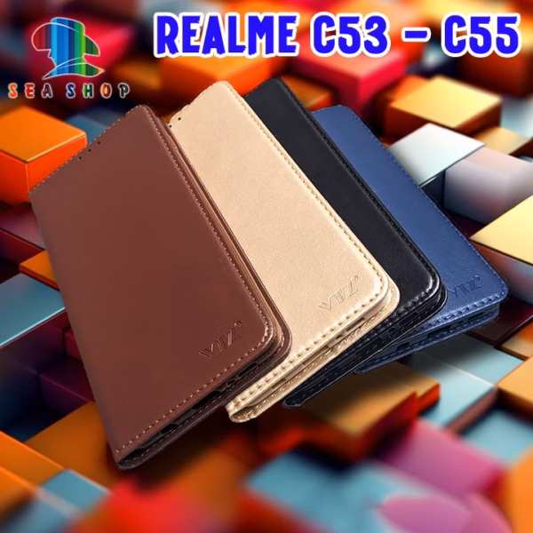 Bao Da Realme C53, C55 Thiết Kế Dạng Ví Sang Trọng, Nắp Gập Từ Tính, Có Ngăn Cài Thẻ - Sea Shop