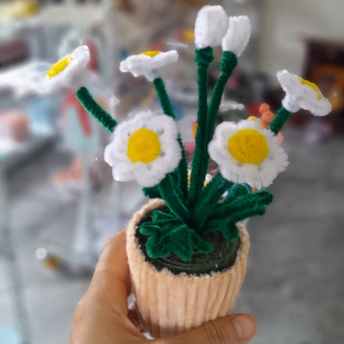 Chậu Hoa Kẽm Nhung Trang Trí Bàn Học, Bàn Làm Việc, Nhà Cửa Handmade Yk21 - Ảnh 3
