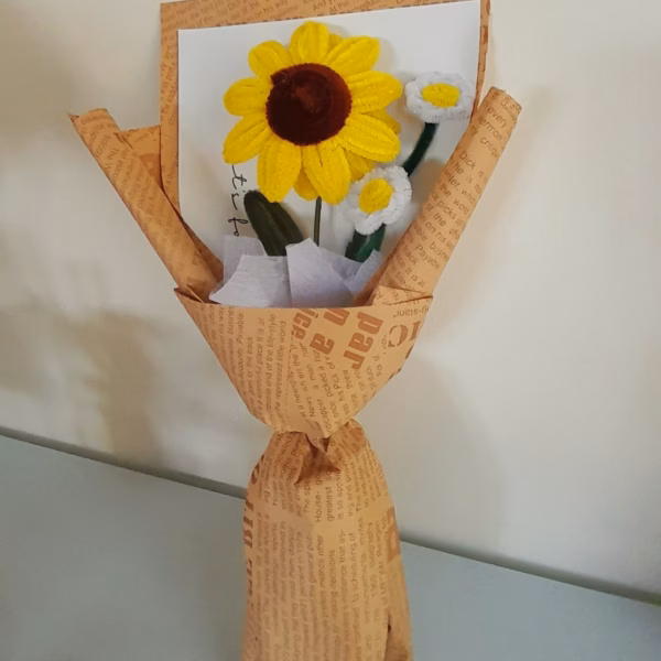 Bó Hoa Hướng Dương Kẽm Nhung Handmade Yk22 - Ảnh 12