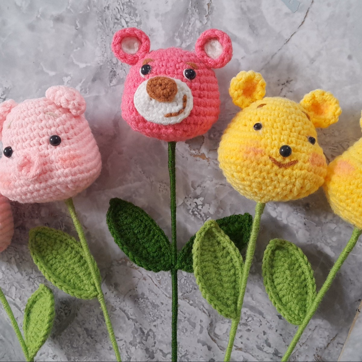 Hoa Đầu Thú Các Loại Bằng Len Handmade Yk23 - Ảnh 3
