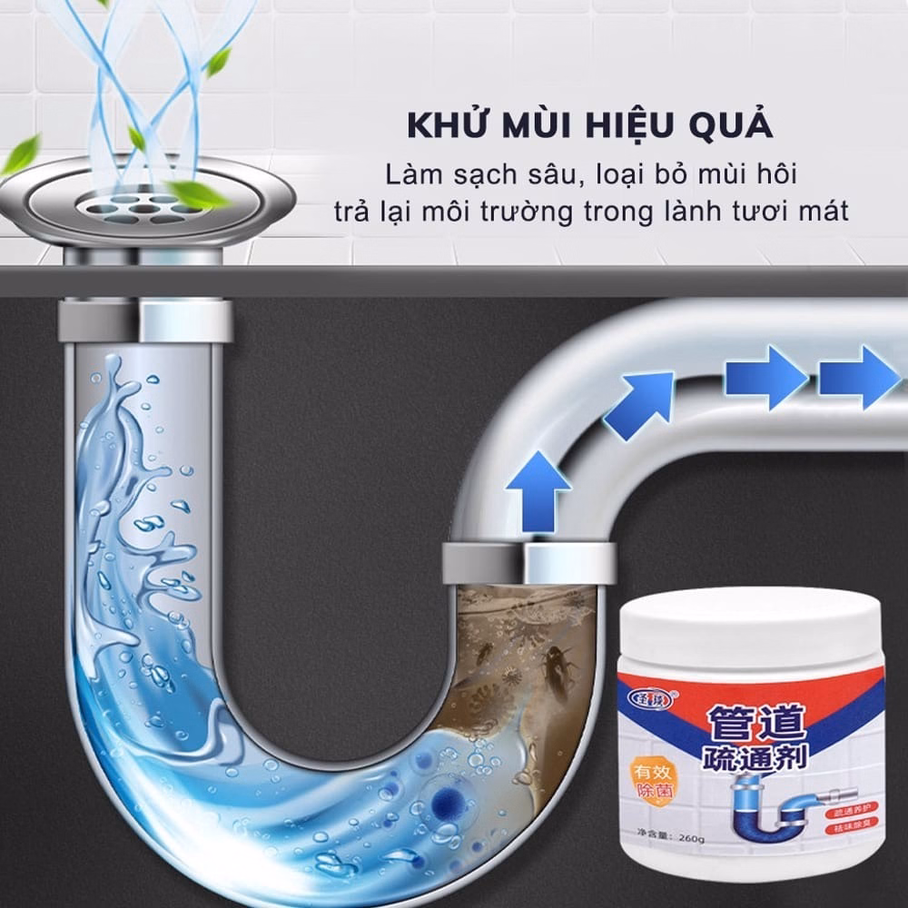 Bột Thông Tắc Cống Đa Năng Siêu Mạnh Hương Chanh Bạc Hà 260G - Su - Ảnh 2