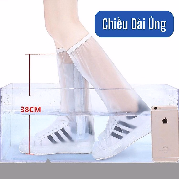 Giày Đi Mưa, Ủng Bọc Giày Đi Mưa Cổ Cao Có Đế Chống Trơn Trượt Trắng, Nâu Ctb478 - Bechip - Ảnh 12